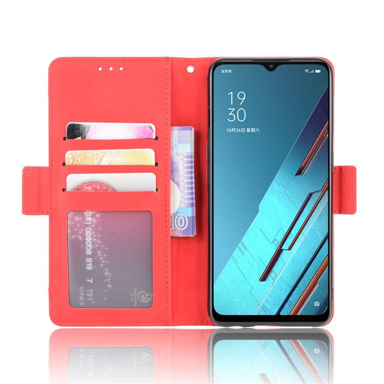 Wallet Leather Phone Case with Multiple Card Slots for Oppo Find X2 Lite/Reno3 5G - Red