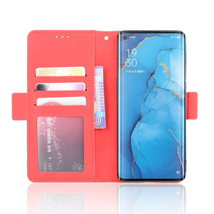 Wallet Leather Phone Case with Multiple Card Slots for OPPO Find X2 Neo / Reno3 Pro 5G (Chinese Edition) / Reno3 Pro (European Edition) - Red