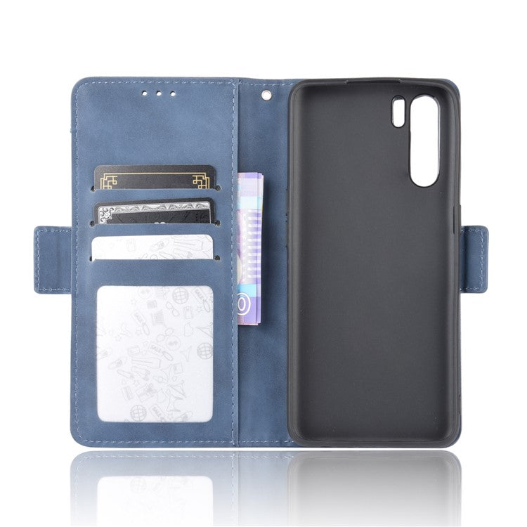 Multiple Card Slots Wallet Leather Protective Cover for OPPO A91 / OPPO F15 / OPPO Reno3 (Southeast Asian Version) - Blue
