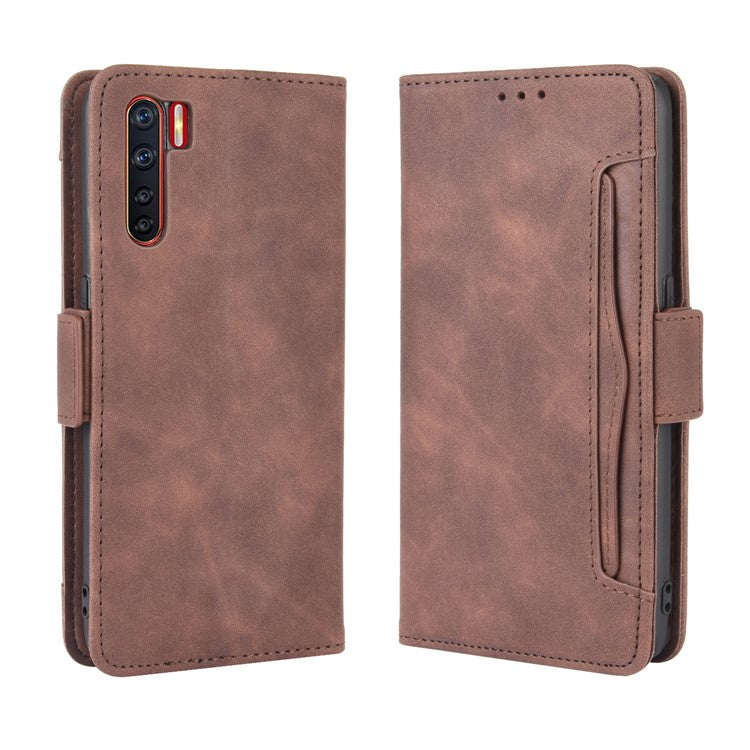 Multiple Card Slots Wallet Leather Protective Cover for OPPO A91 / OPPO F15 / OPPO Reno3 (Southeast Asian Version) - Brown