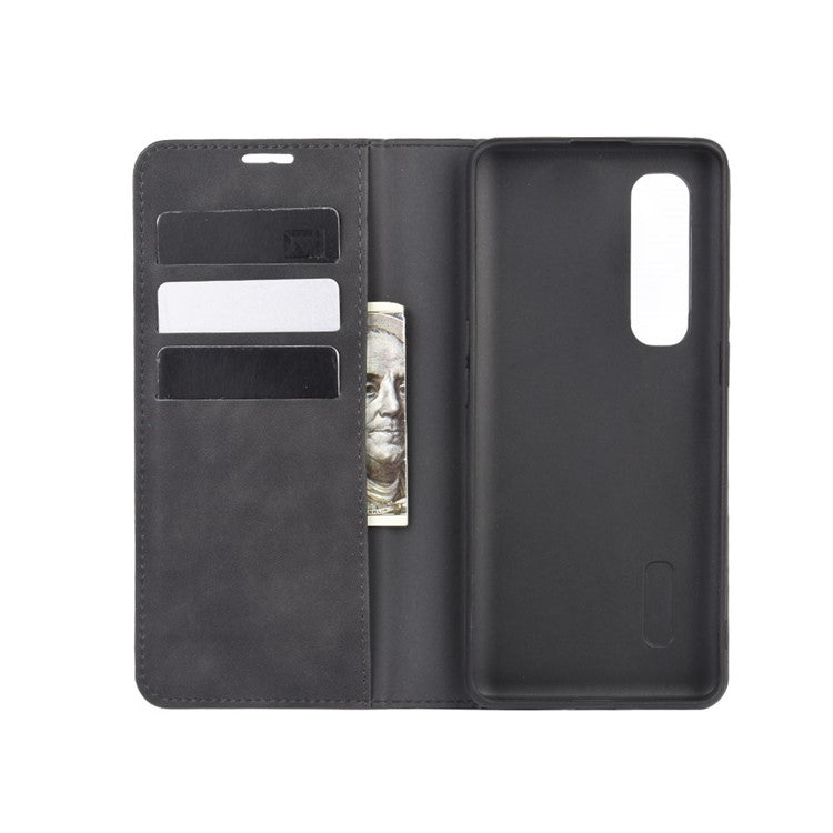 Silky Touch Stylish Auto-absorbed Flip Leather Shell for Oppo Find X2 Pro - Black