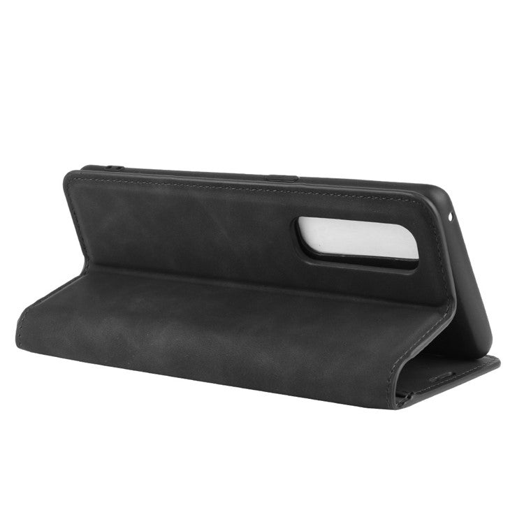Silky Touch Stylish Auto-absorbed Flip Leather Shell for Oppo Find X2 Pro - Black