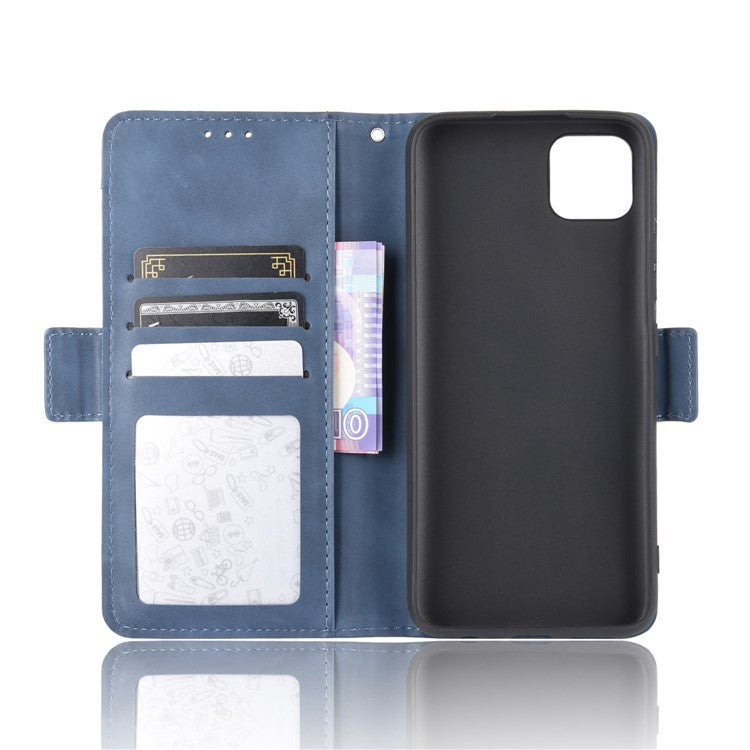 Wallet Stand Flip Leather Phone Cover with Multiple Card Slots for OPPO Realme C11 - Blue