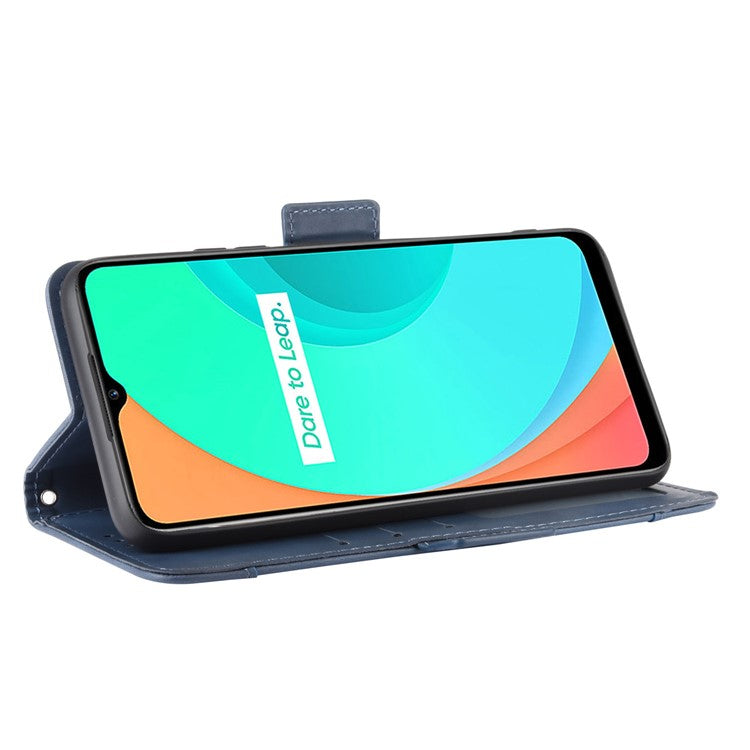 Wallet Stand Flip Leather Phone Cover with Multiple Card Slots for OPPO Realme C11 - Blue