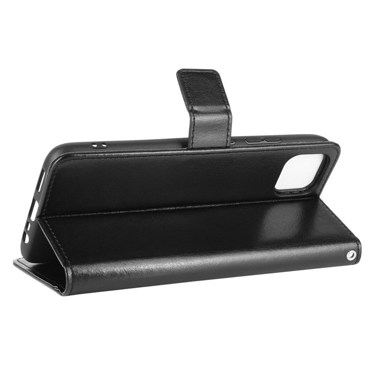 Crazy Horse Leather Wallet Stand Case for Realme C11 - Black