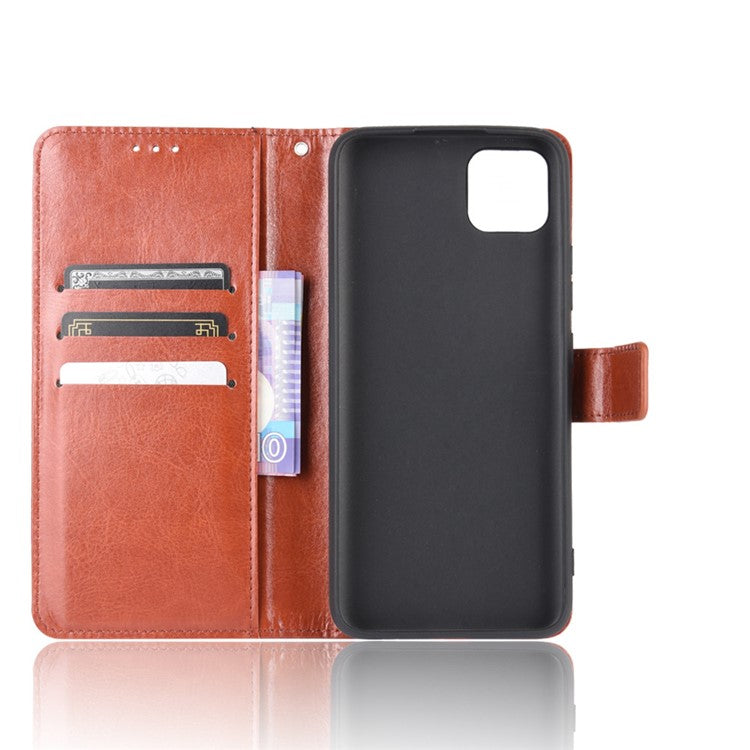 Crazy Horse Leather Wallet Stand Case for Realme C11 - Brown