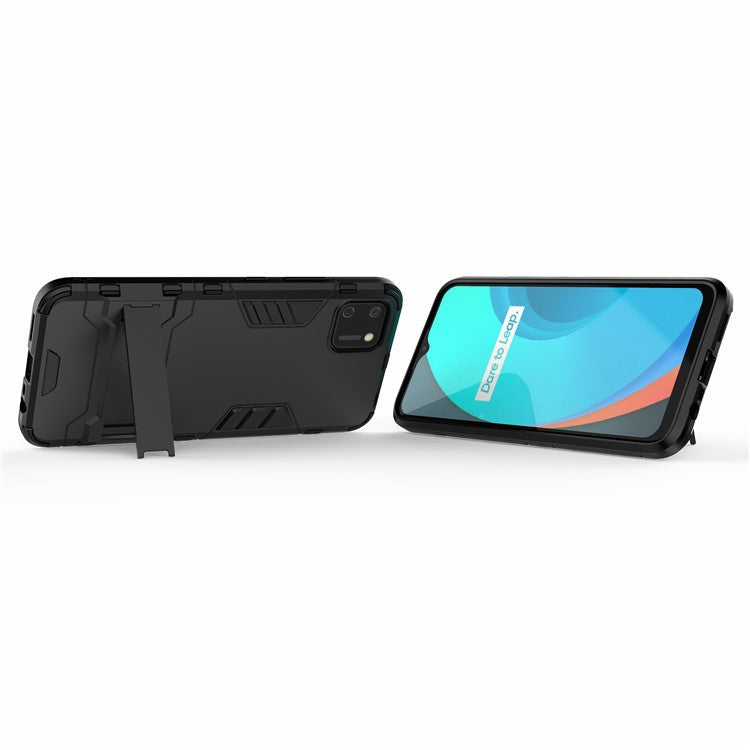 Plastic + TPU Hybrid Case with Kickstand for Realme C11 - Black