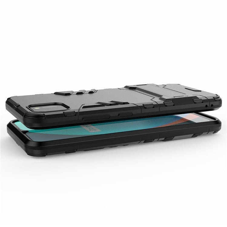 Plastic + TPU Hybrid Case with Kickstand for Realme C11 - Black