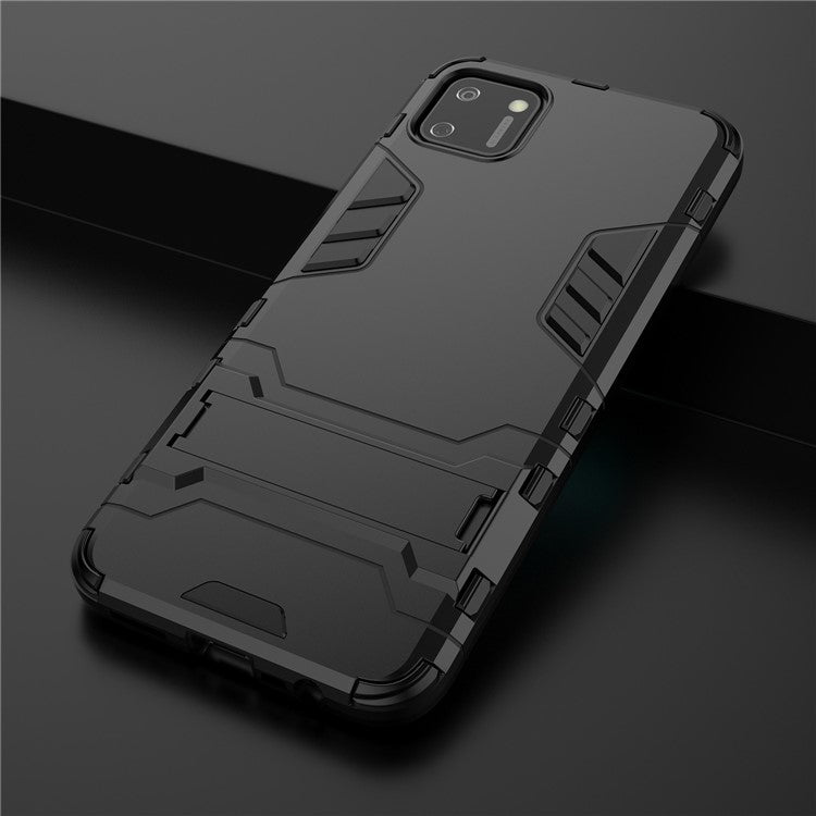 Plastic + TPU Hybrid Case with Kickstand for Realme C11 - Black