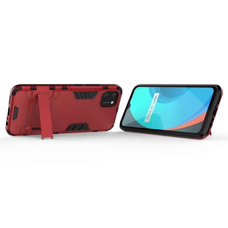 Plastic + TPU Hybrid Case with Kickstand for Realme C11 - Red