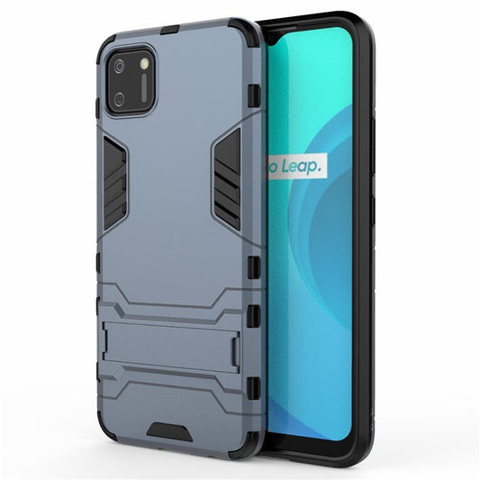Plastic + TPU Hybrid Case with Kickstand for Realme C11 - Blue
