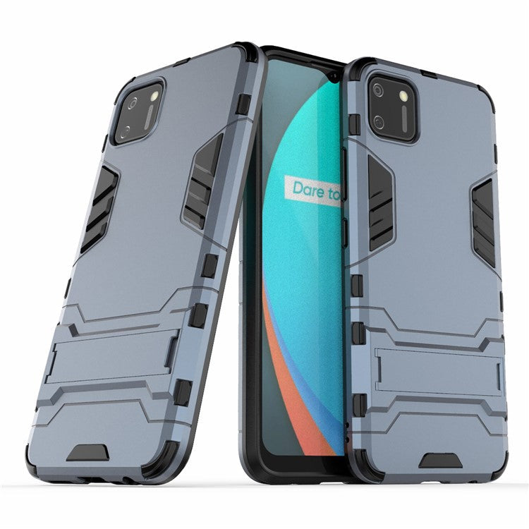 Plastic + TPU Hybrid Case with Kickstand for Realme C11 - Blue