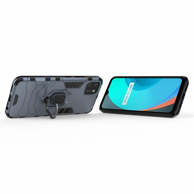 Ring Holder Kickstand Hybrid PC + TPU Combo Cover Case for Realme C11 - Blue