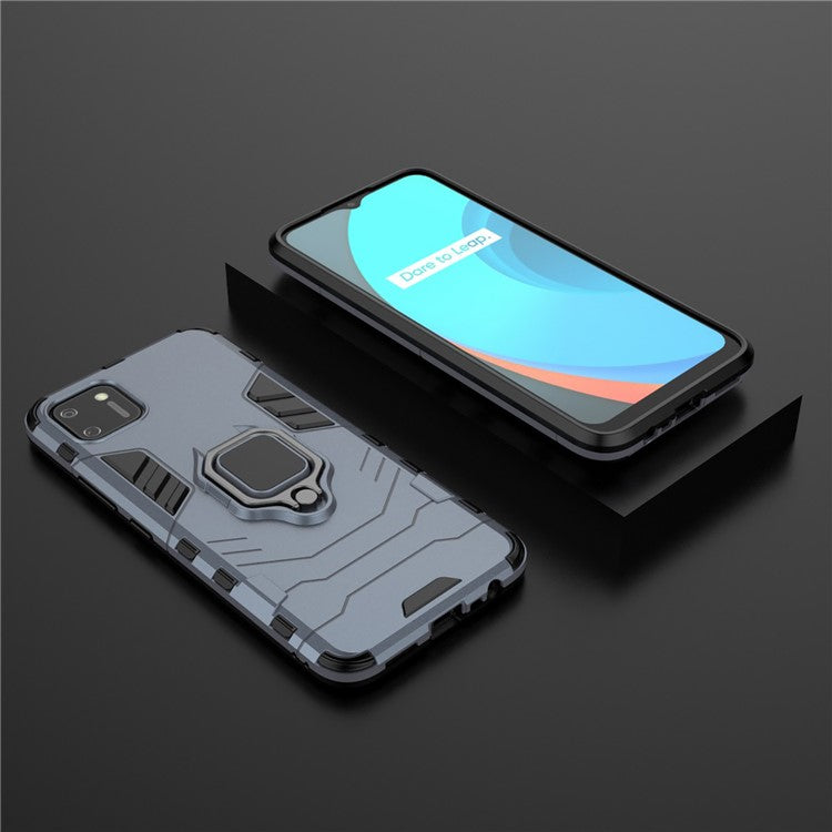 Ring Holder Kickstand Hybrid PC + TPU Combo Cover Case for Realme C11 - Blue