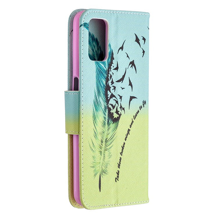 Pattern Printing Leather Wallet Case for OPPO A72/A52/A92 - Feather Pattern