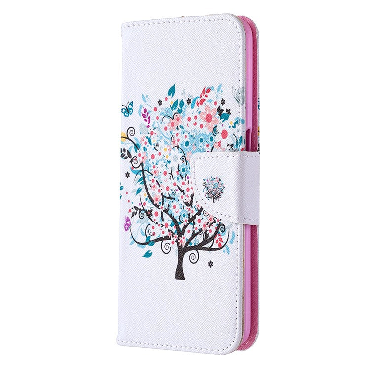 Pattern Printing Leather Wallet Case for OPPO A72/A52/A92 - Flowered Tree