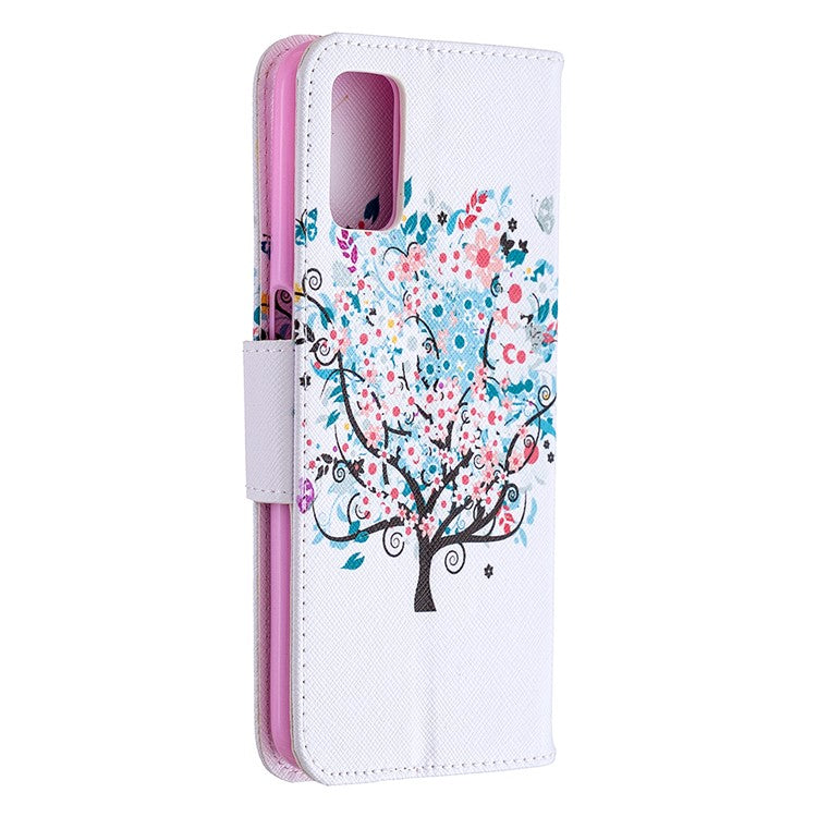 Pattern Printing Leather Wallet Case for OPPO A72/A52/A92 - Flowered Tree