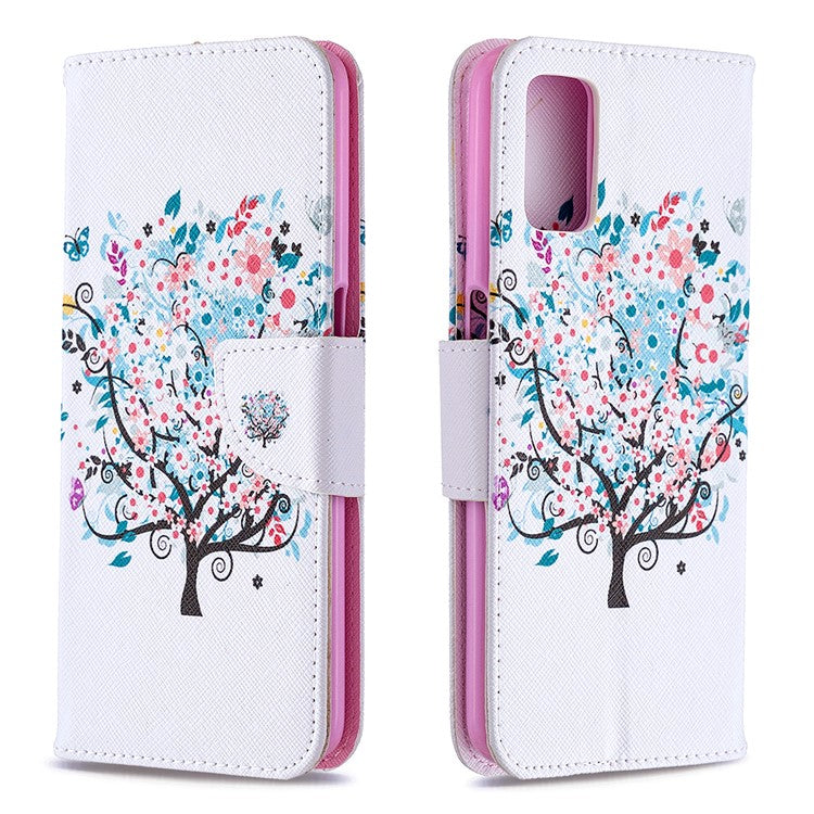Pattern Printing Leather Wallet Case for OPPO A72/A52/A92 - Flowered Tree