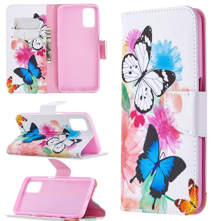 Pattern Printing Leather Wallet Case for OPPO A72/A52/A92 - Vivid Butterflies
