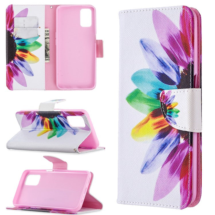 Pattern Printing Leather Wallet Case for OPPO A72/A52/A92 - Colorful Petals