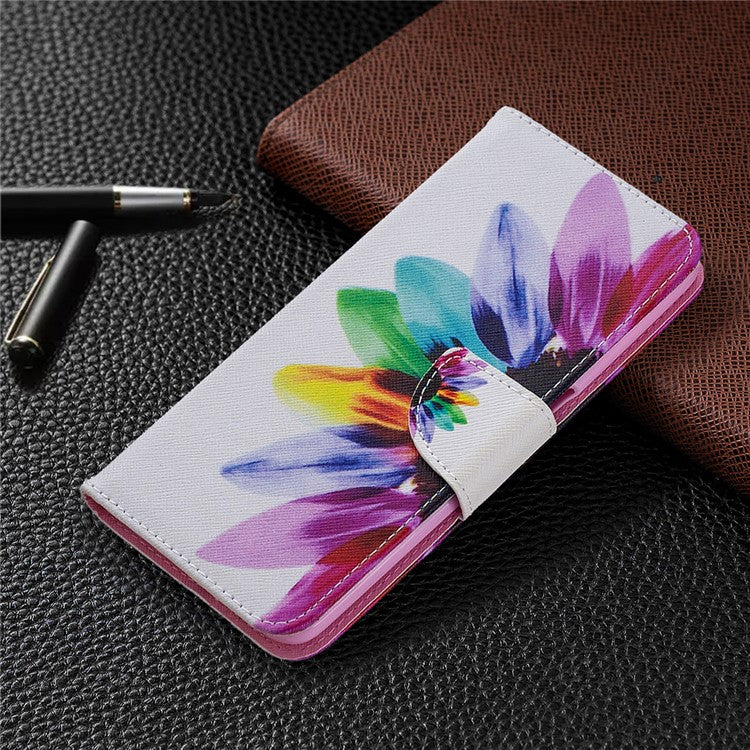 Pattern Printing Leather Wallet Case for OPPO A72/A52/A92 - Colorful Petals