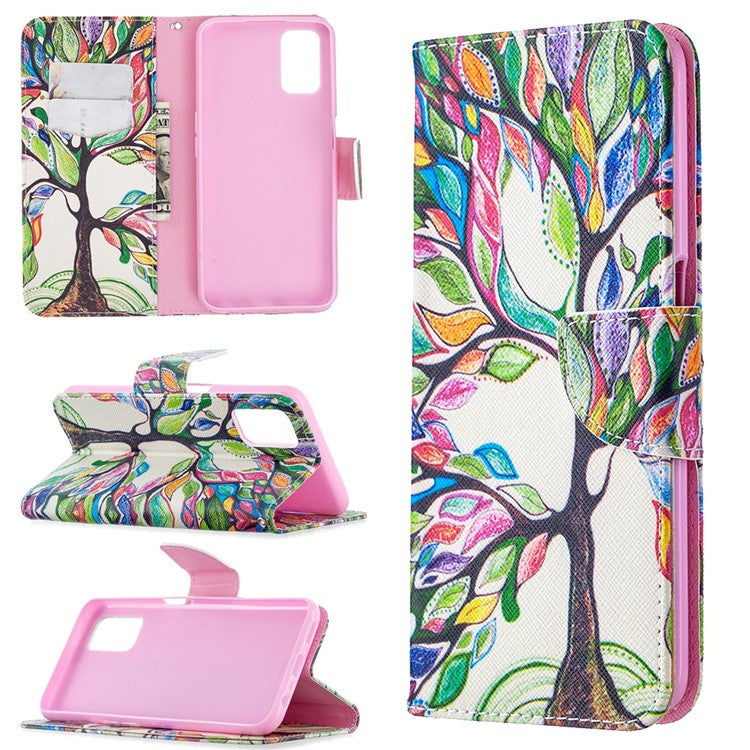 Pattern Printing Leather Wallet Case for OPPO A72/A52/A92 - Colorized Tree