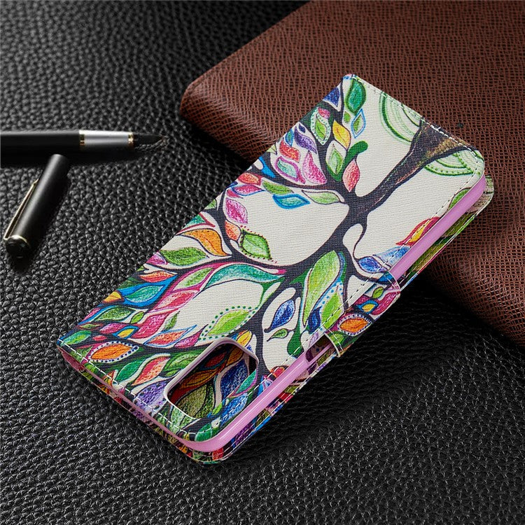 Pattern Printing Leather Wallet Case for OPPO A72/A52/A92 - Colorized Tree