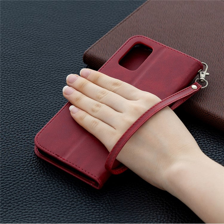 Leather Stand Case with Card Slots for OPPO A72/A52/A92 - Red