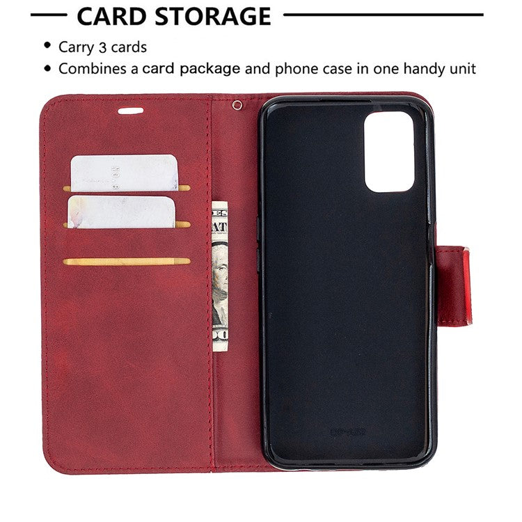Leather Stand Case with Card Slots for OPPO A72/A52/A92 - Red