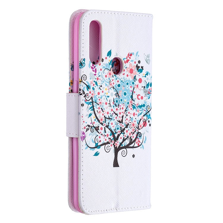 Pattern Printing Leather Wallet Shell Case for OPPO A31 (2020)/A81 - Flowered Tree