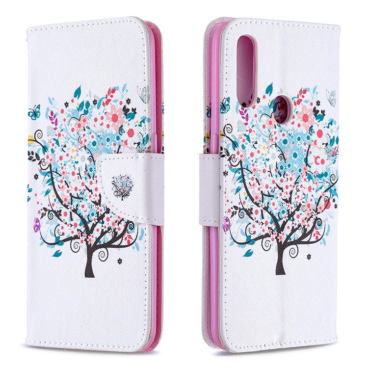 Pattern Printing Leather Wallet Shell Case for OPPO A31 (2020)/A81 - Flowered Tree