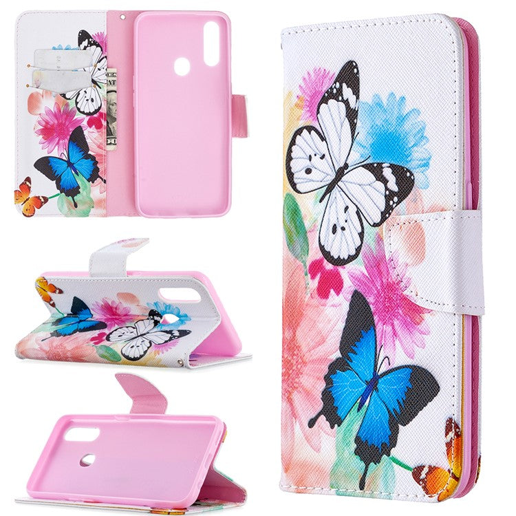 Pattern Printing Leather Wallet Shell Case for OPPO A31 (2020)/A81 - Vivid Butterflies