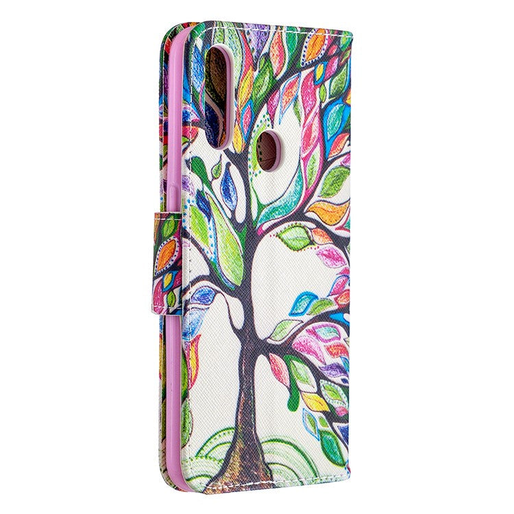 Pattern Printing Leather Wallet Shell Case for OPPO A31 (2020)/A81 - Colorized Tree