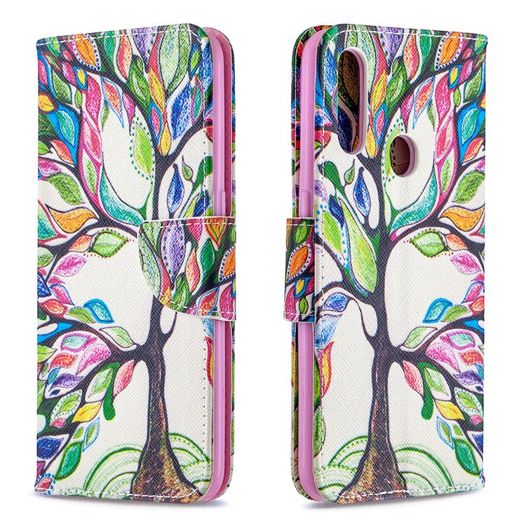 Pattern Printing Leather Wallet Shell Case for OPPO A31 (2020)/A81 - Colorized Tree