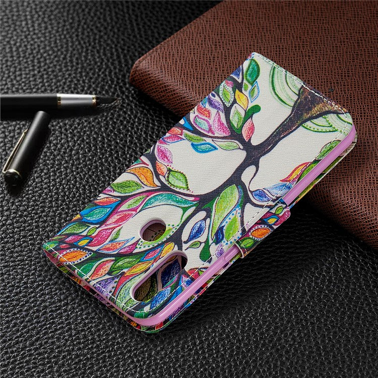 Pattern Printing Leather Wallet Shell Case for OPPO A31 (2020)/A81 - Colorized Tree
