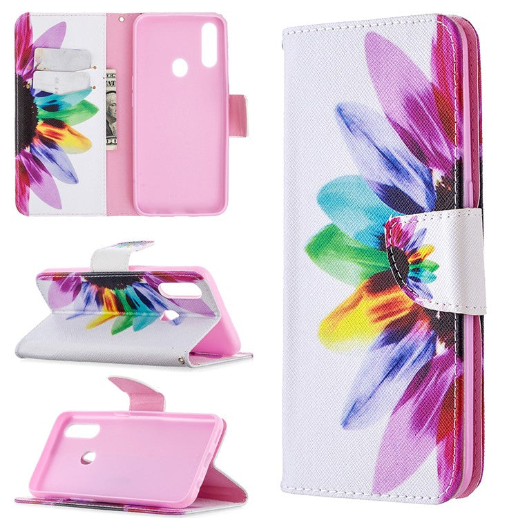 Pattern Printing Leather Wallet Shell Case for OPPO A31 (2020)/A81 - Colorful Petals