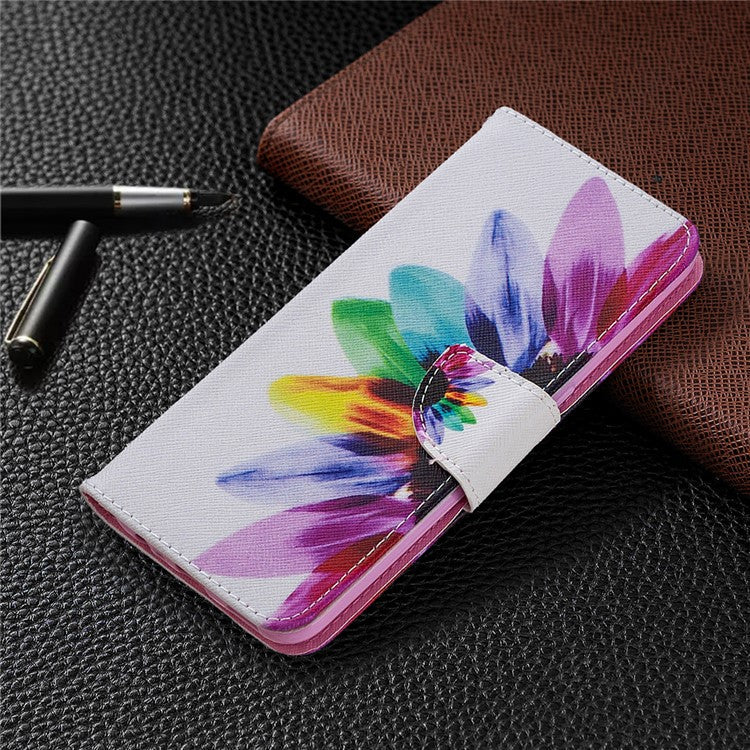 Pattern Printing Leather Wallet Shell Case for OPPO A31 (2020)/A81 - Colorful Petals