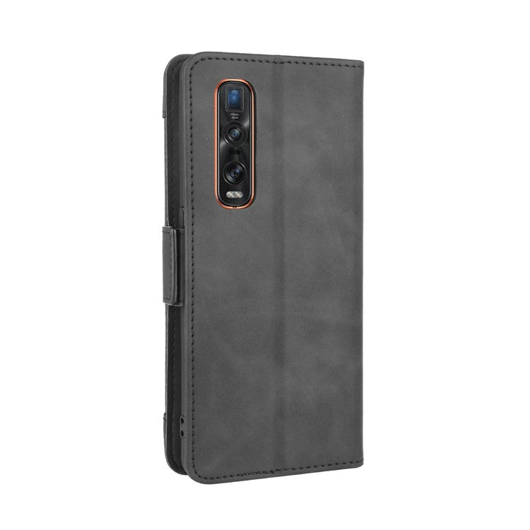 Wallet Stand Flip Leather Phone Cover for Oppo Find X2 Pro - Black