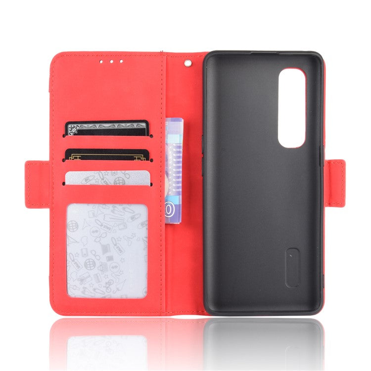 Wallet Stand Flip Leather Phone Cover for Oppo Find X2 Pro - Red