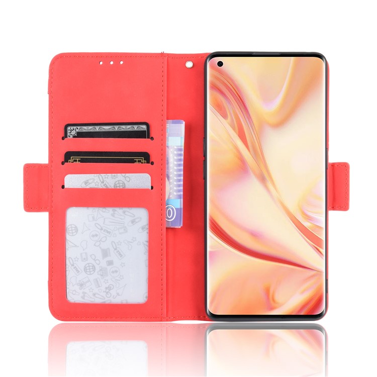 Wallet Stand Flip Leather Phone Cover for Oppo Find X2 Pro - Red