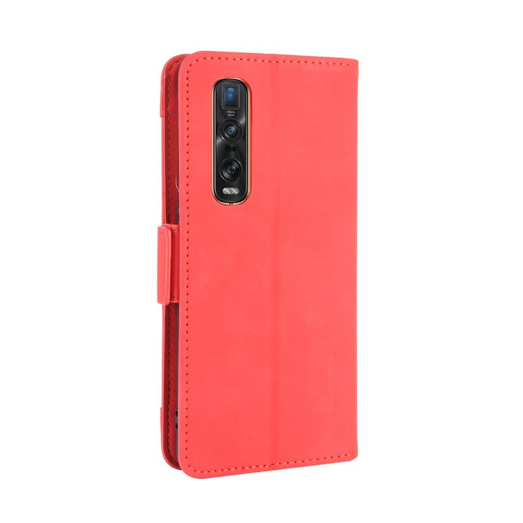 Wallet Stand Flip Leather Phone Cover for Oppo Find X2 Pro - Red