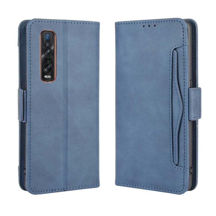 Wallet Stand Flip Leather Phone Cover for Oppo Find X2 Pro - Blue