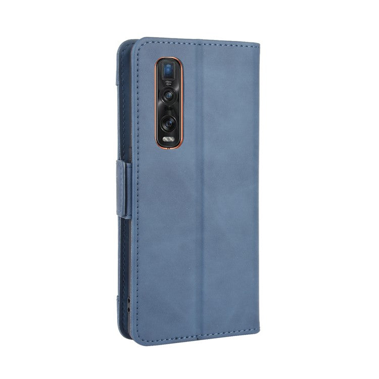 Wallet Stand Flip Leather Phone Cover for Oppo Find X2 Pro - Blue