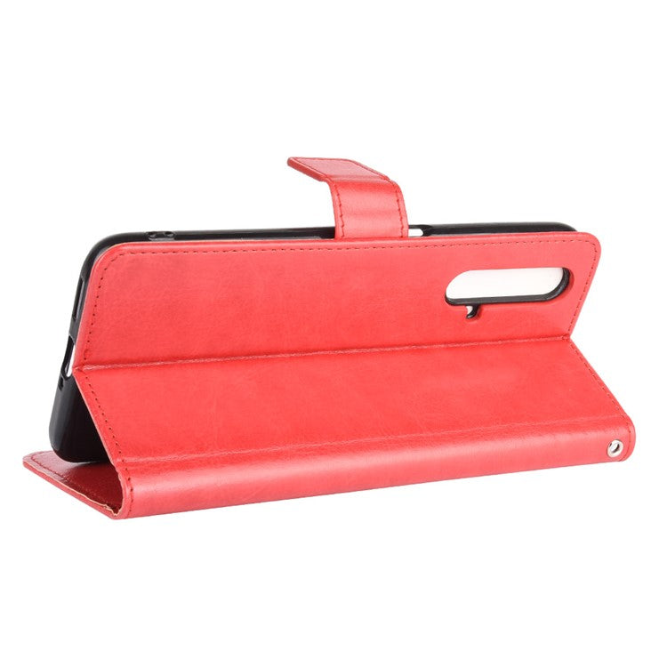 Crazy Horse Texture Wallet Stand Leather Phone Case for Realme X50/Realme X3 - Red