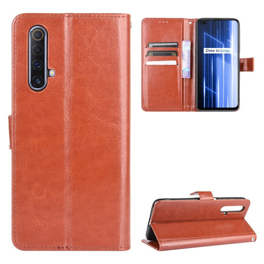 Crazy Horse Texture Wallet Stand Leather Phone Case for Realme X50/Realme X3 - Brown