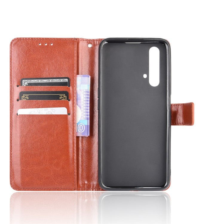 Crazy Horse Texture Wallet Stand Leather Phone Case for Realme X50/Realme X3 - Brown