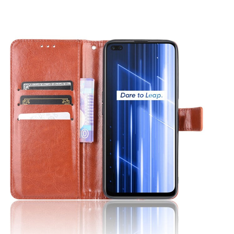 Crazy Horse Texture Wallet Stand Leather Phone Case for Realme X50/Realme X3 - Brown