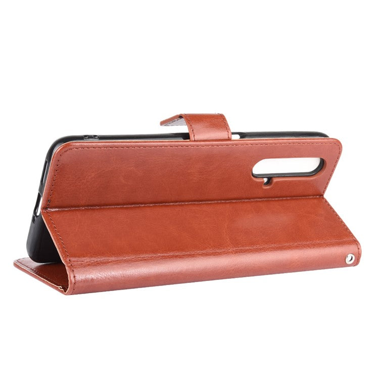 Crazy Horse Texture Wallet Stand Leather Phone Case for Realme X50/Realme X3 - Brown