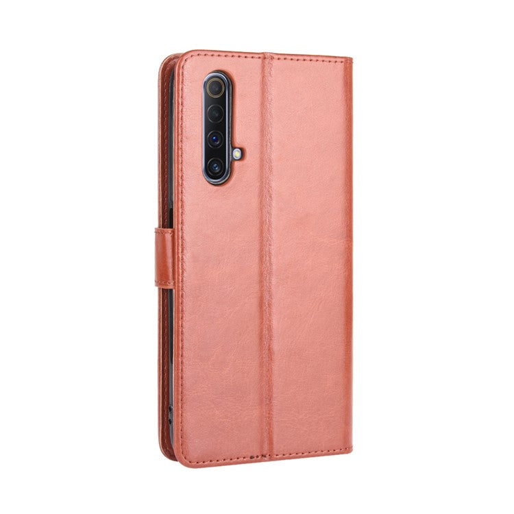 Crazy Horse Texture Wallet Stand Leather Phone Case for Realme X50/Realme X3 - Brown