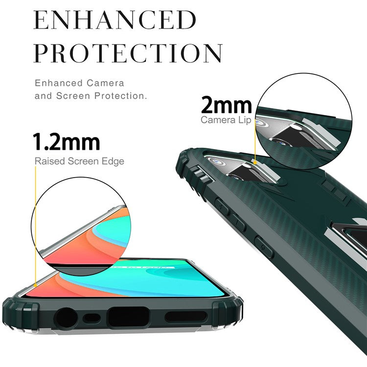 Finger Ring Kickstand Drop-proof TPU Protective Phone Cover for Realme C11 - Green